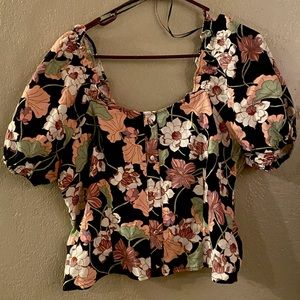 “Who What To Wear? “ Floral Top with puffed sleeves.